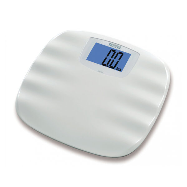 Stylish digital bathroom scale with pearl effect